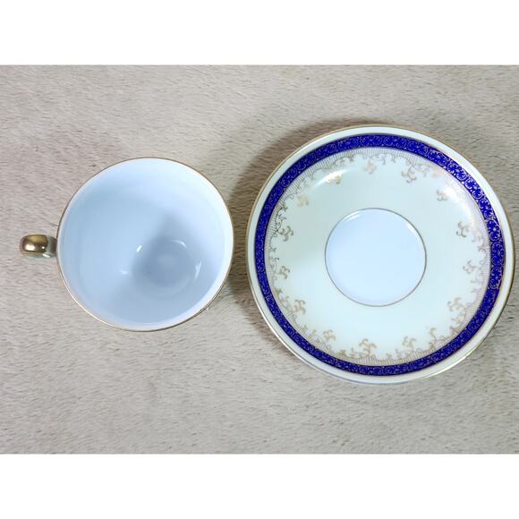 Regal China Tea Cup & Saucer Blue Gold Trim 40's Porcelain Occupied Japan Vtg - Picture 12 of 15